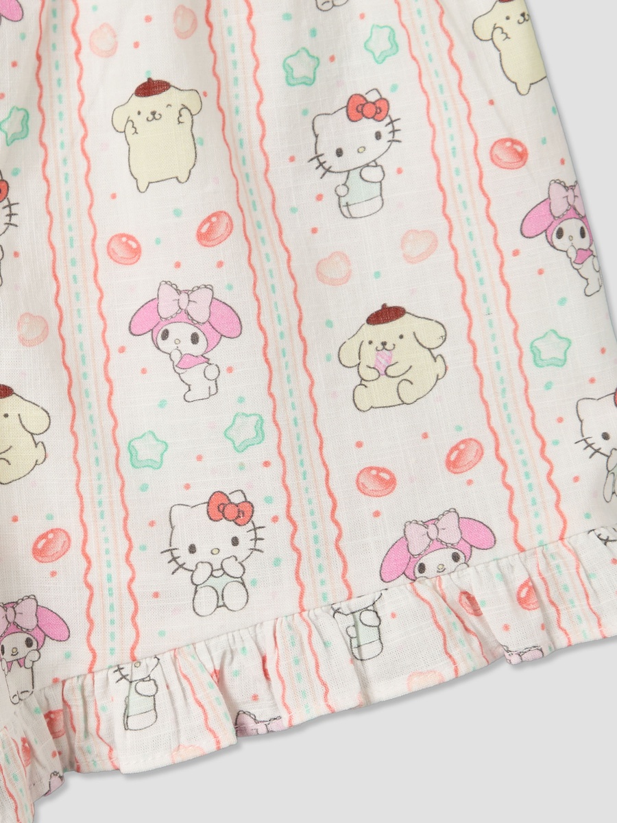 Round Neck Sleeveless Top and Shorts Set with Hello Kitty and Friends Print