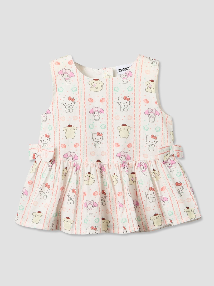Round Neck Sleeveless Top and Shorts Set with Hello Kitty and Friends Print