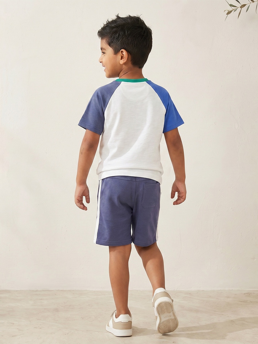 Crew Neck Short Sleeves T-Shirt and Shorts Set with Varsity Print