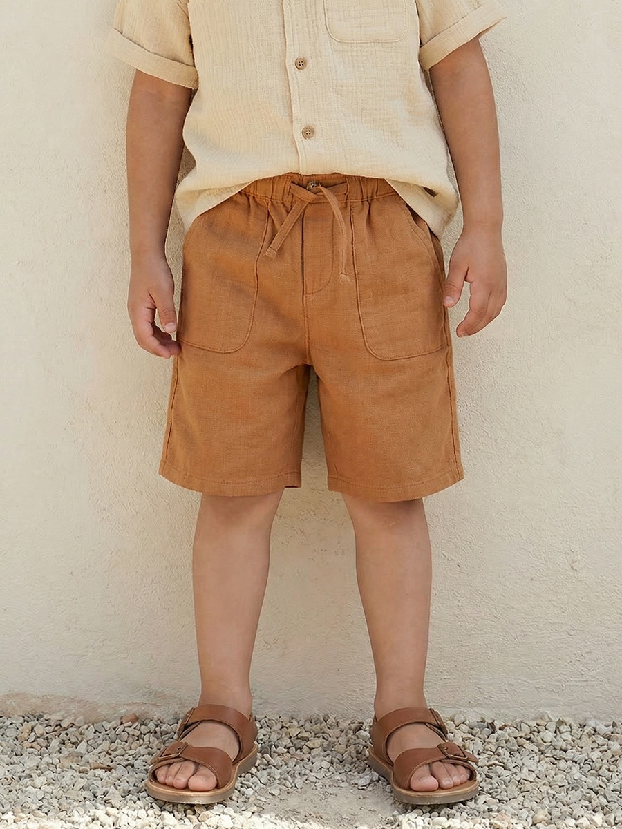 Knee Length Drawstring Waist Shorts with Pockets