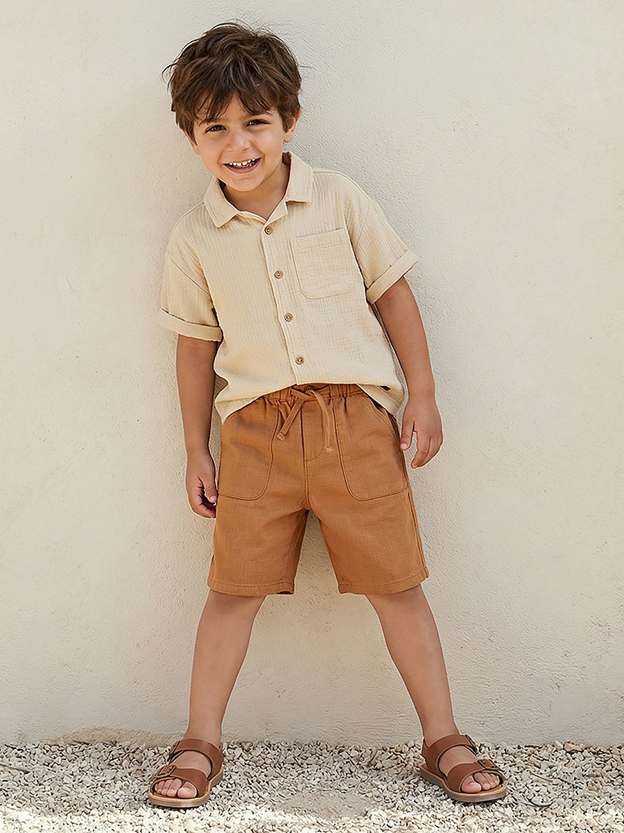 Knee Length Drawstring Waist Shorts with Pockets