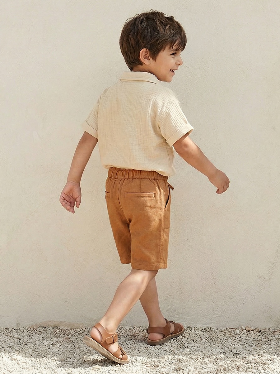 Knee Length Drawstring Waist Shorts with Pockets