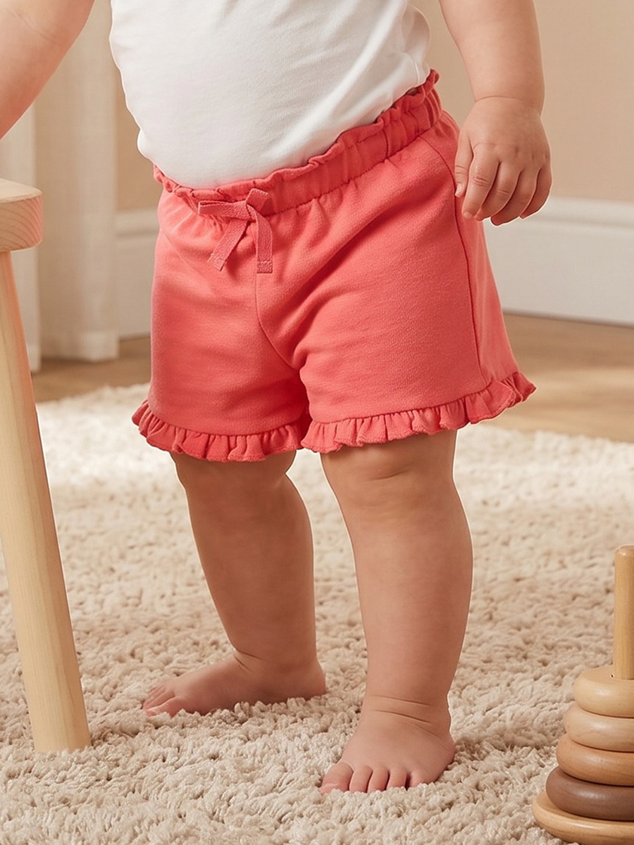 Knee Length Elasticated Waist Shorts with Ruffle Trim