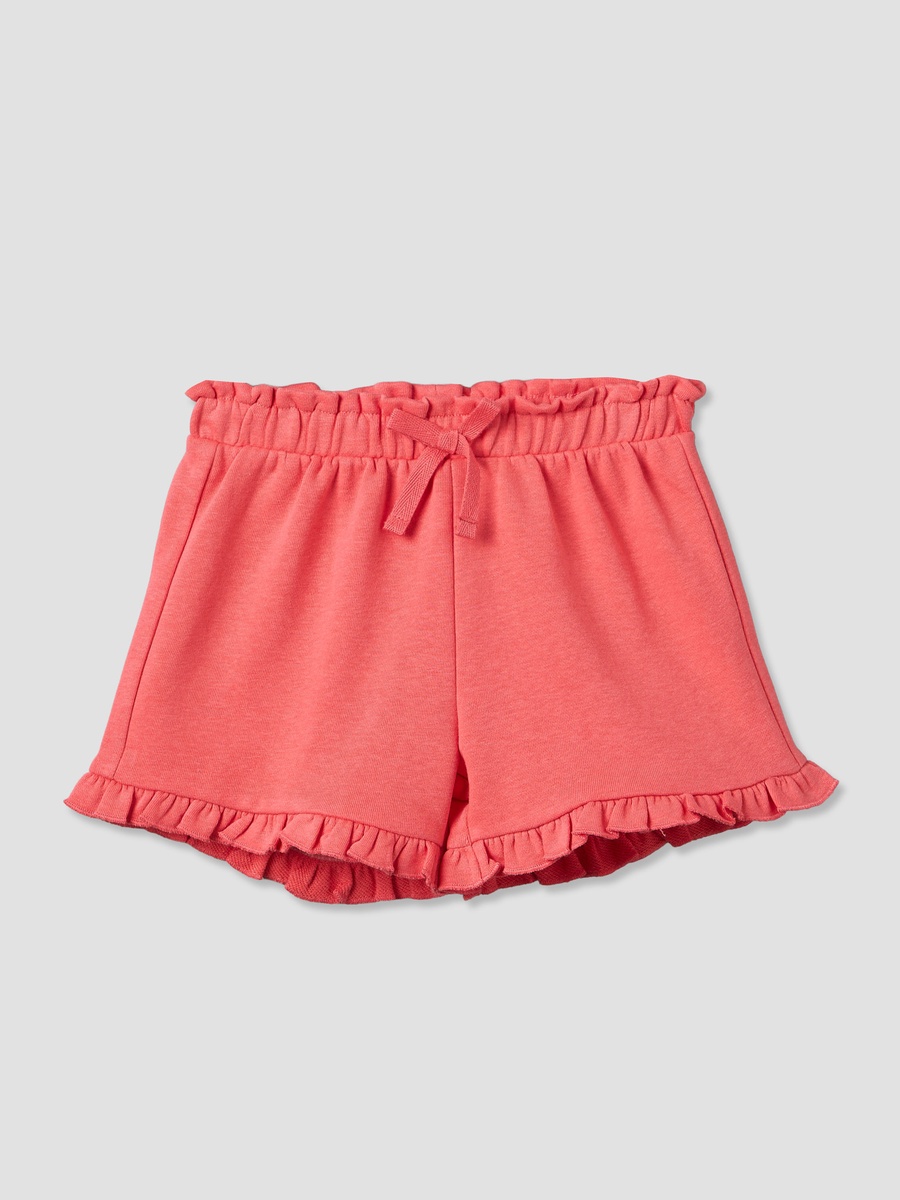 Knee Length Elasticated Waist Shorts with Ruffle Trim