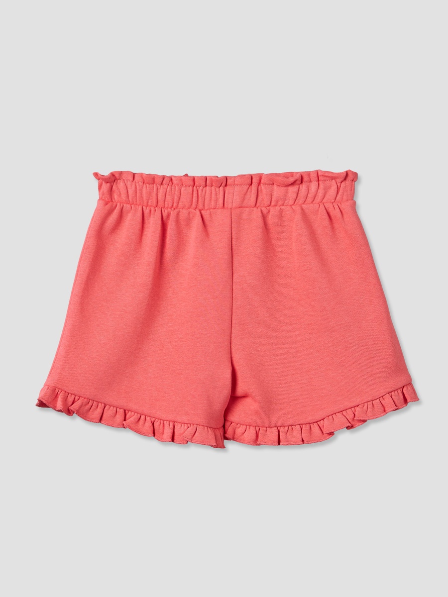 Knee Length Elasticated Waist Shorts with Ruffle Trim