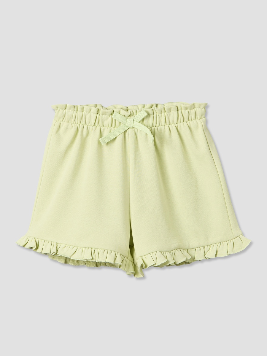 Knee Length Elasticated Waist Shorts with Ruffle Trim