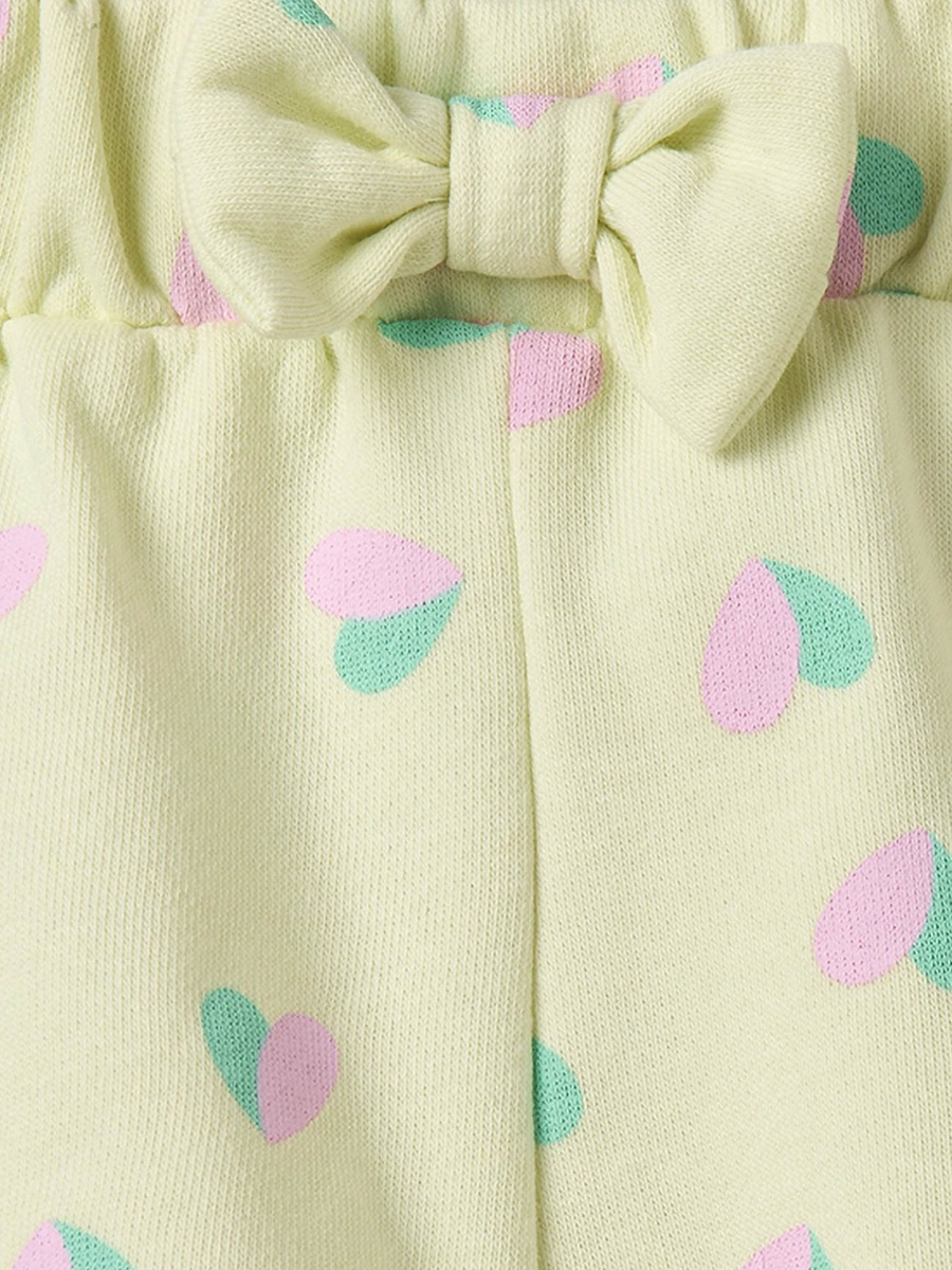 Above Knee Elasticated Waistband Shorts with Heart Print