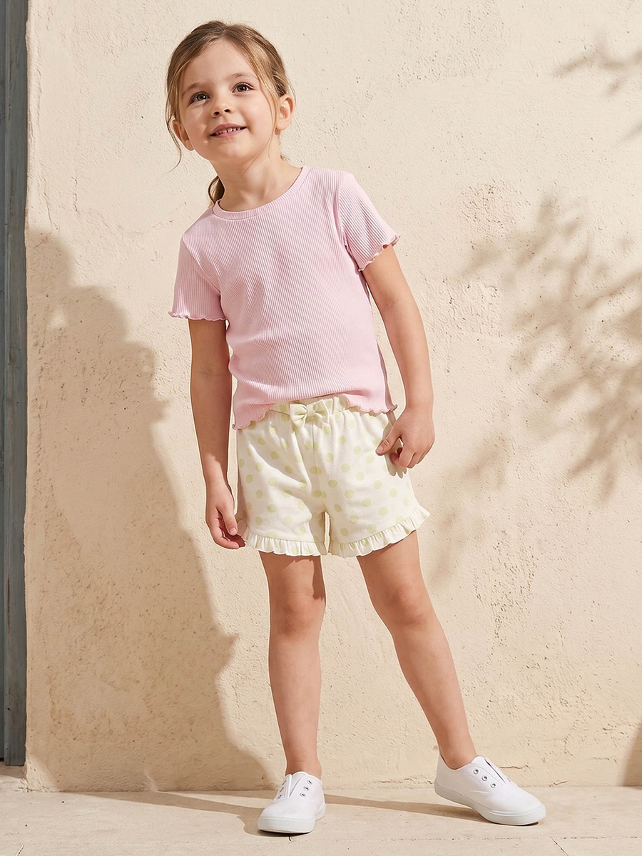 Elasticated Waist Shorts with Polka Dot Print