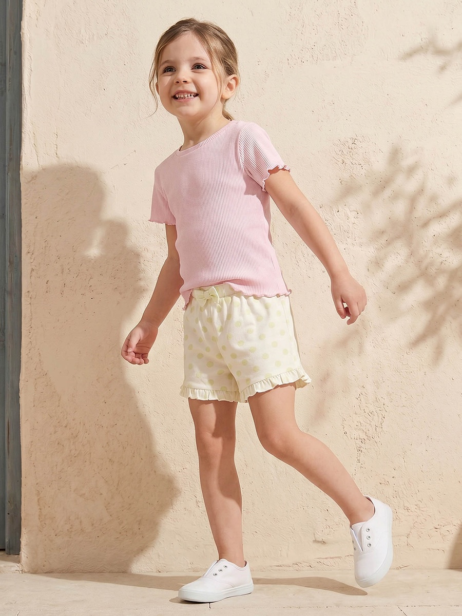 Elasticated Waist Shorts with Polka Dot Print