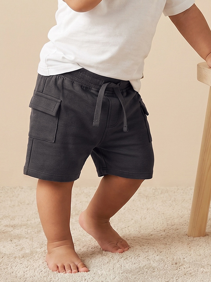 Knee Length Elasticated Drawstring Waist Shorts with Flap Pockets