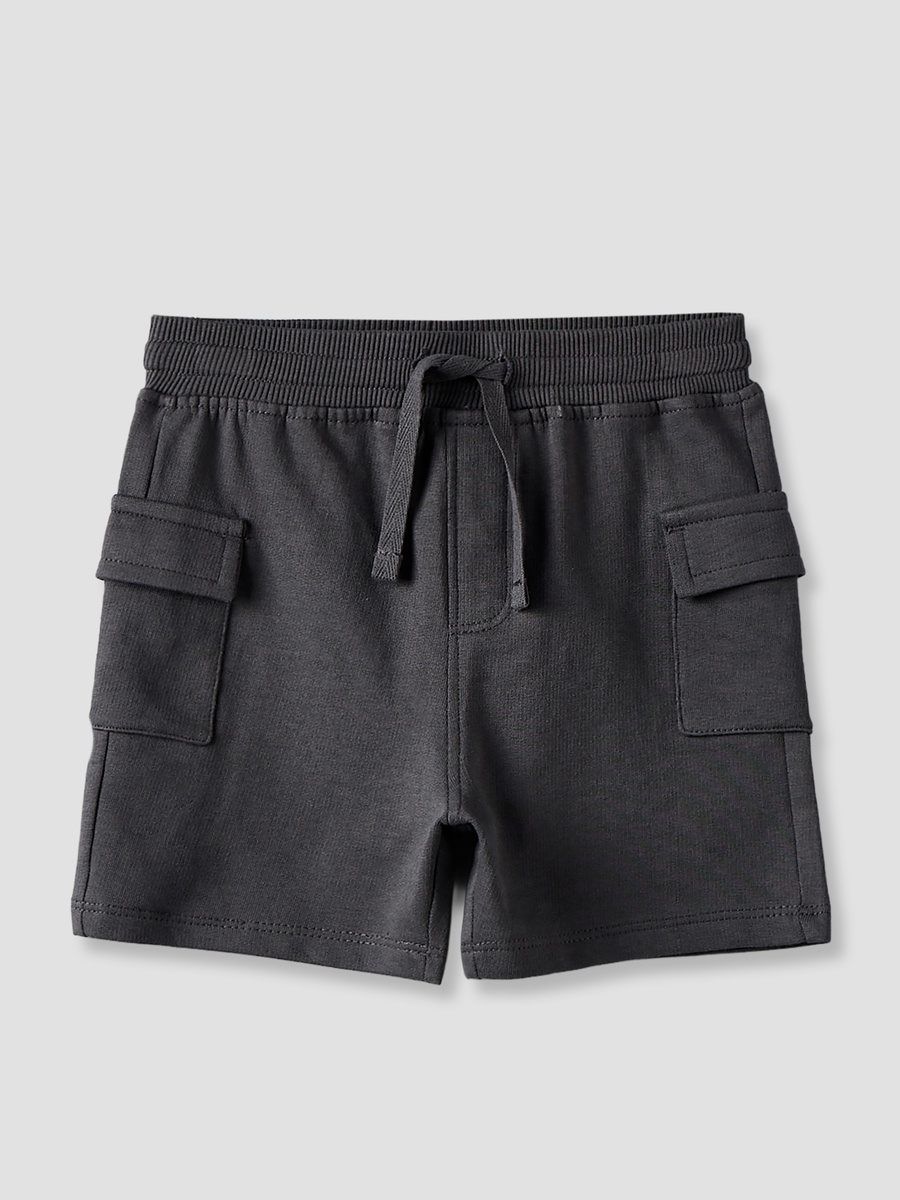 Knee Length Elasticated Drawstring Waist Shorts with Flap Pockets