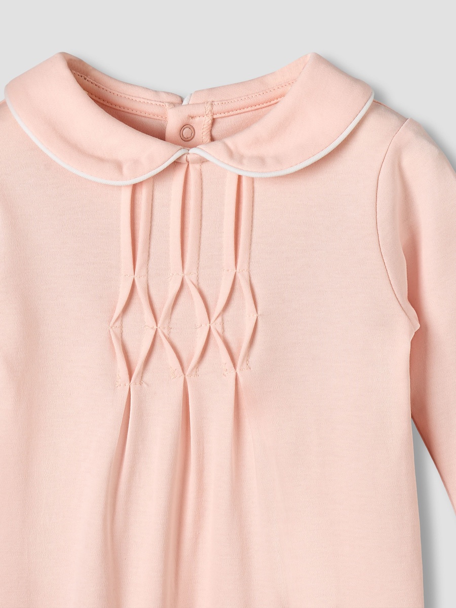 Peter Pan Collar Long Sleeves Sleepsuit with Pintuck Detail