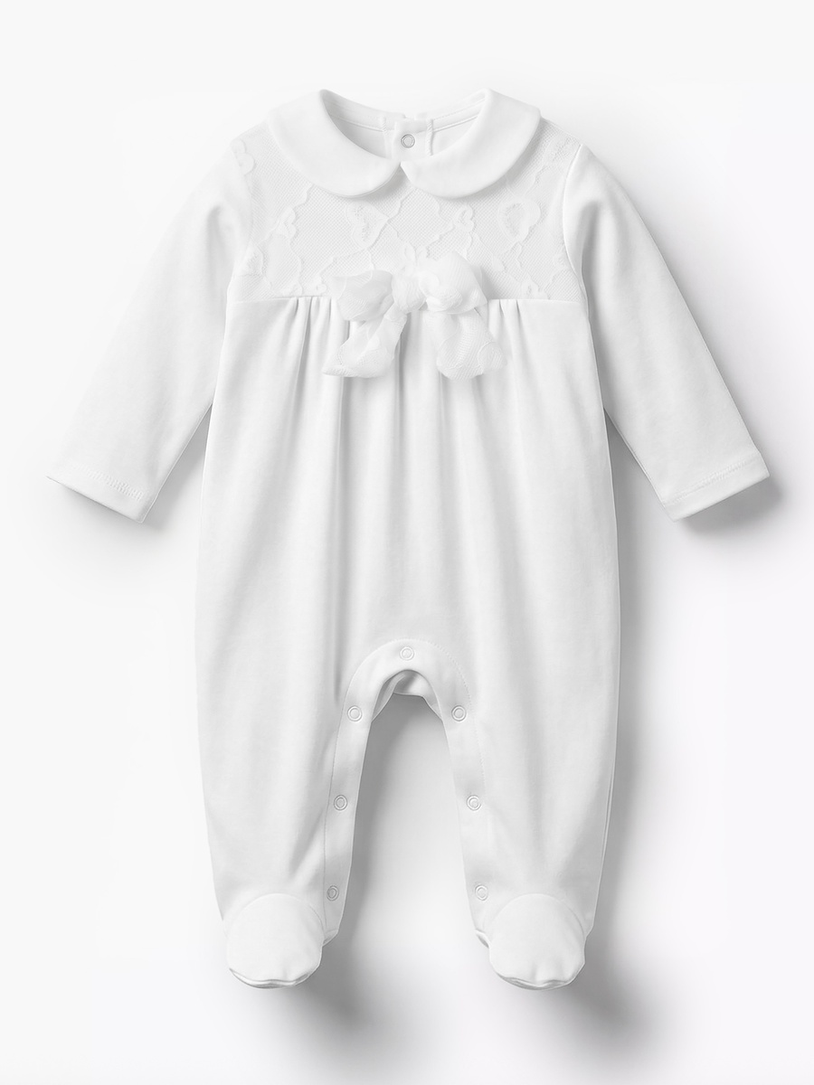 Peter Pan Collar Long Sleeves Sleepsuit with Lace Detail