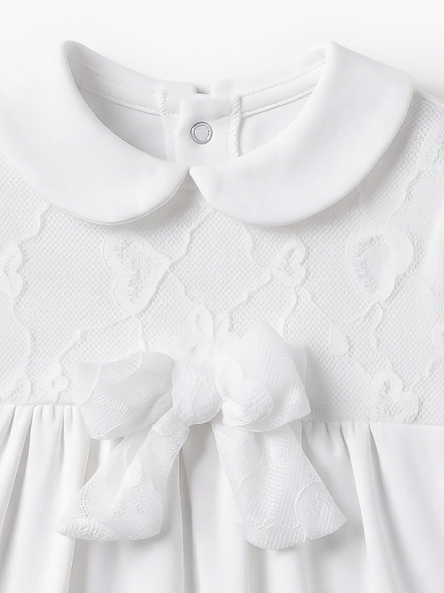 Peter Pan Collar Long Sleeves Sleepsuit with Lace Detail