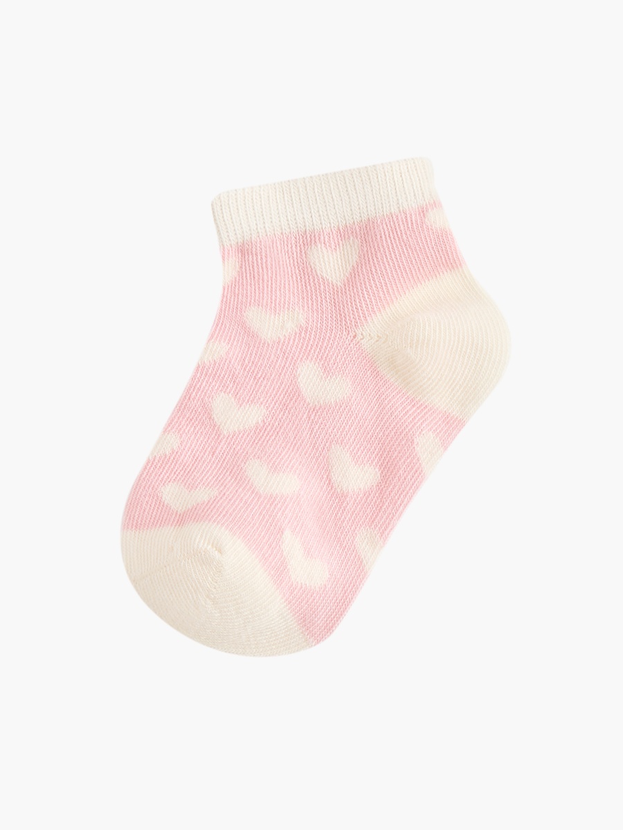 Heart Print Ankle Length Socks - Set of 10