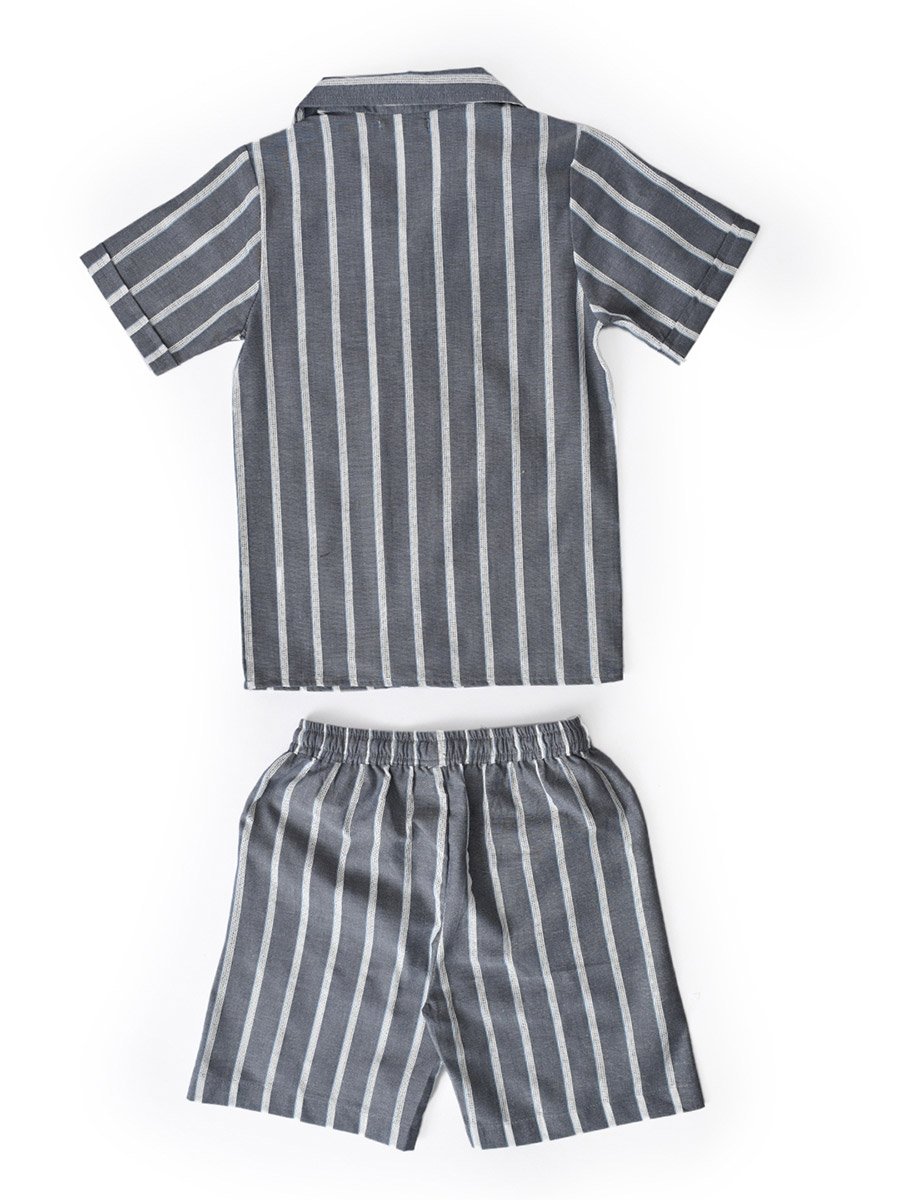 Cotton Striped Printed Shirt and Shorts Set