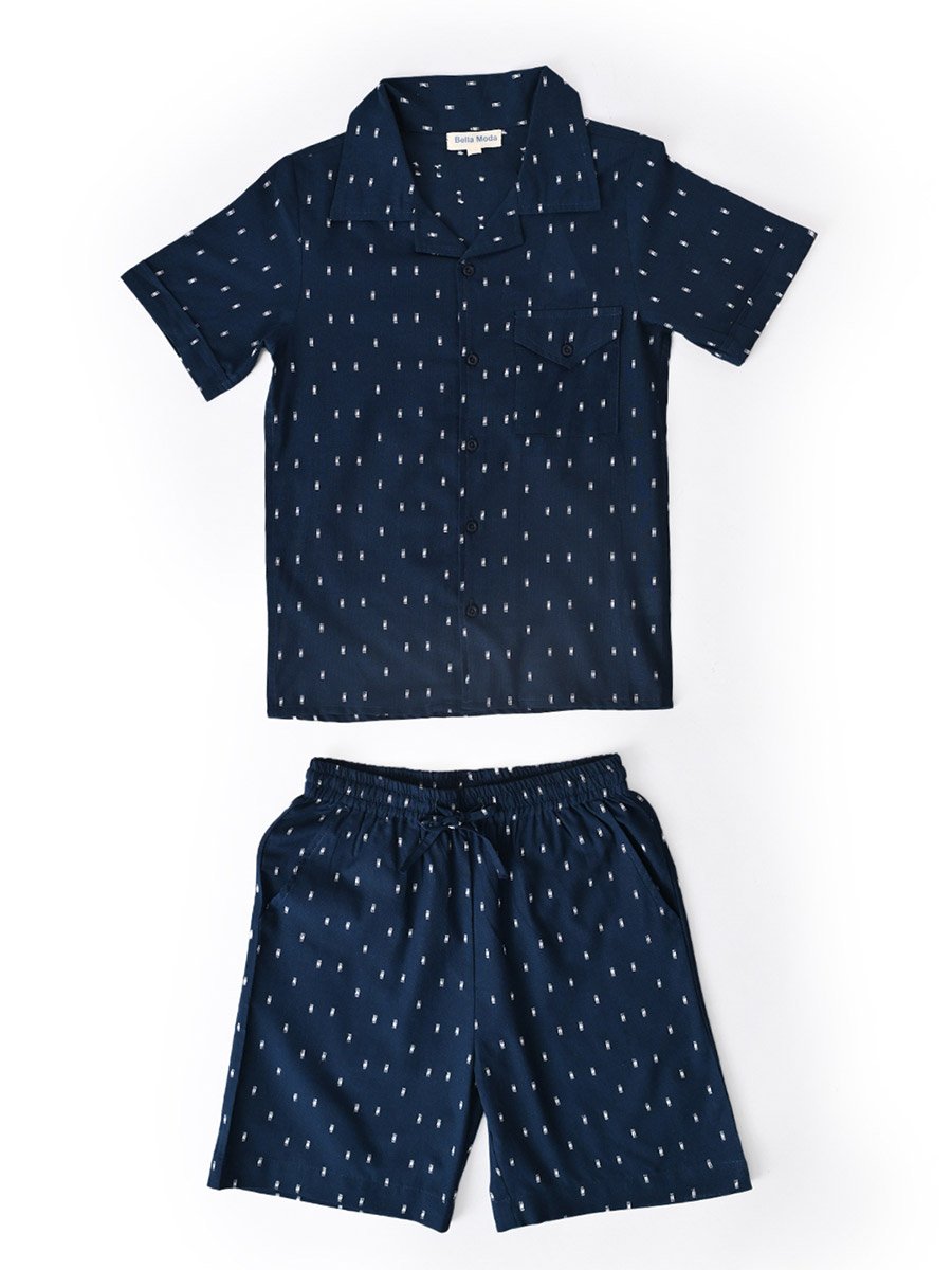 Boys Printed Short Sleeve Shirt and Shorts Set