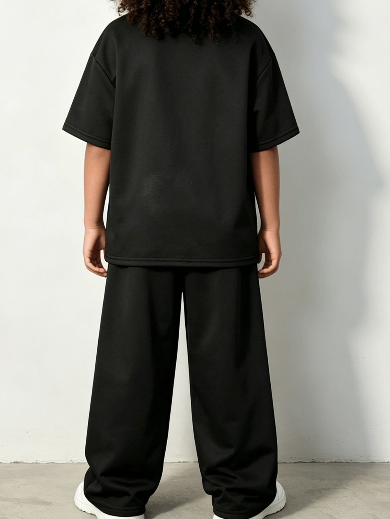 Boys Black Brooklyn Embossed T-Shirt and Trousers Set