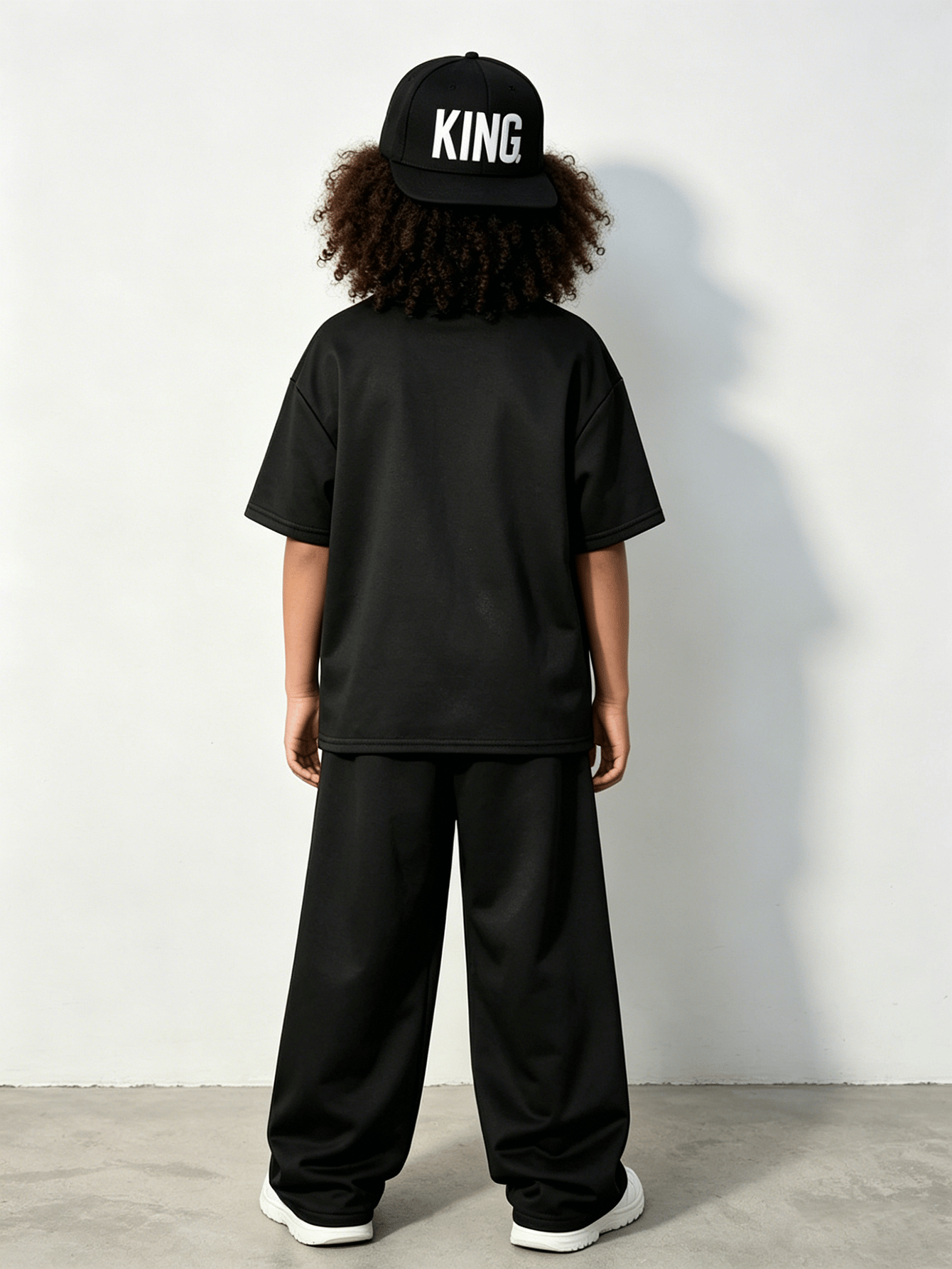 Boys Black Brooklyn Embossed T-Shirt and Trousers Set