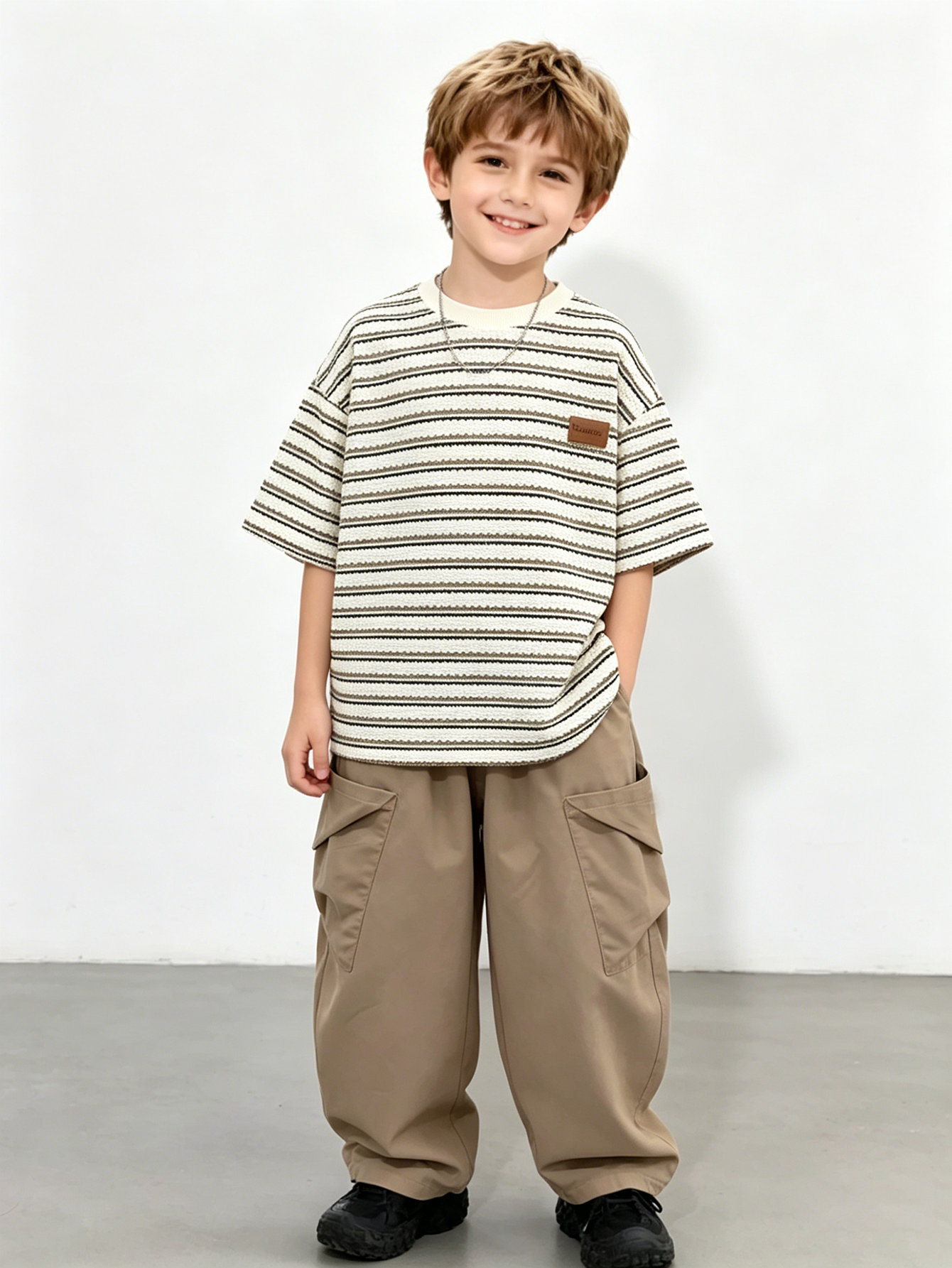 Boys Striped T-Shirt and Cargo Pants Set