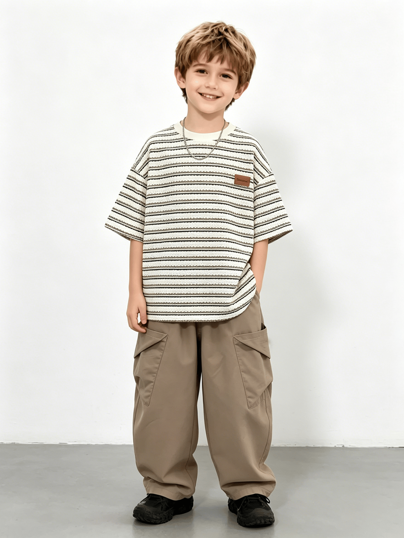 Boys Striped T-Shirt and Cargo Pants Set