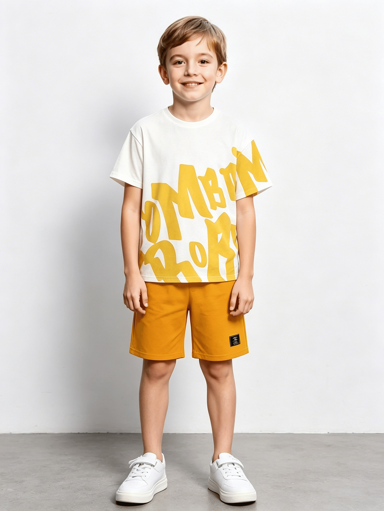 Boys Relaxed Fit Graffiti T-Shirt and Knee-Length Shorts Set