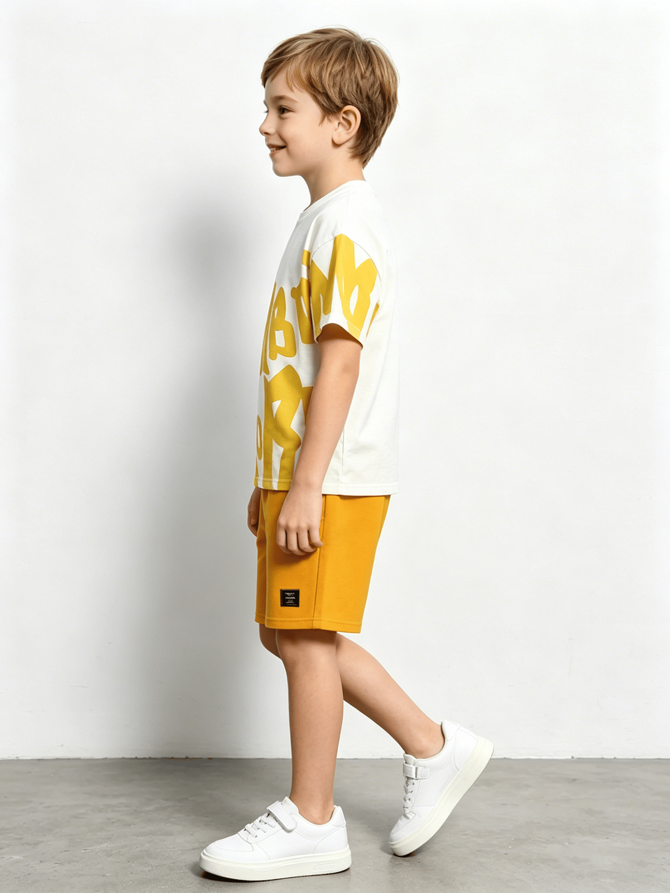 Boys Relaxed Fit Graffiti T-Shirt and Knee-Length Shorts Set