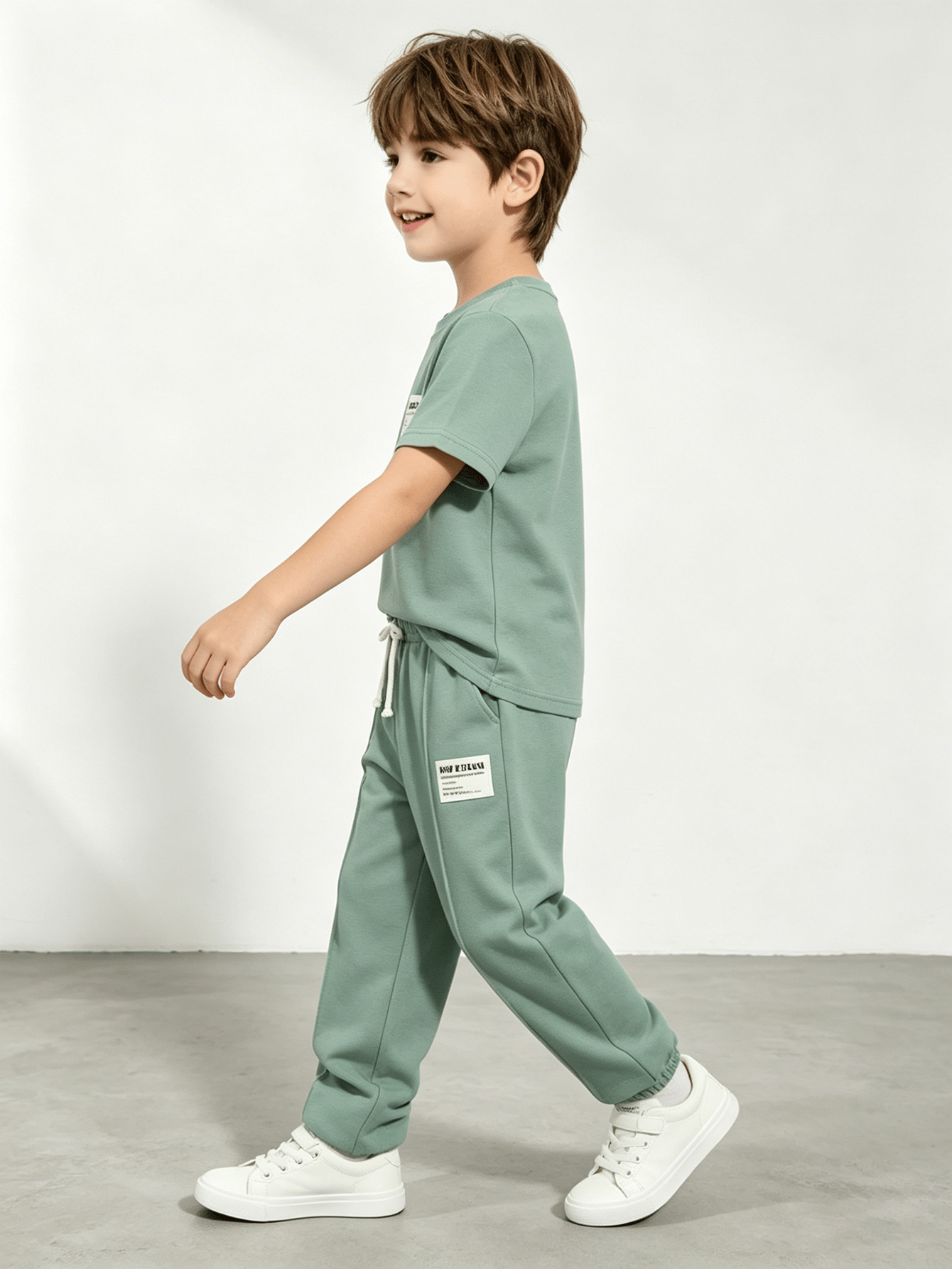 Boys Sage Green Relaxed Fit T-Shirt and Joggers Set