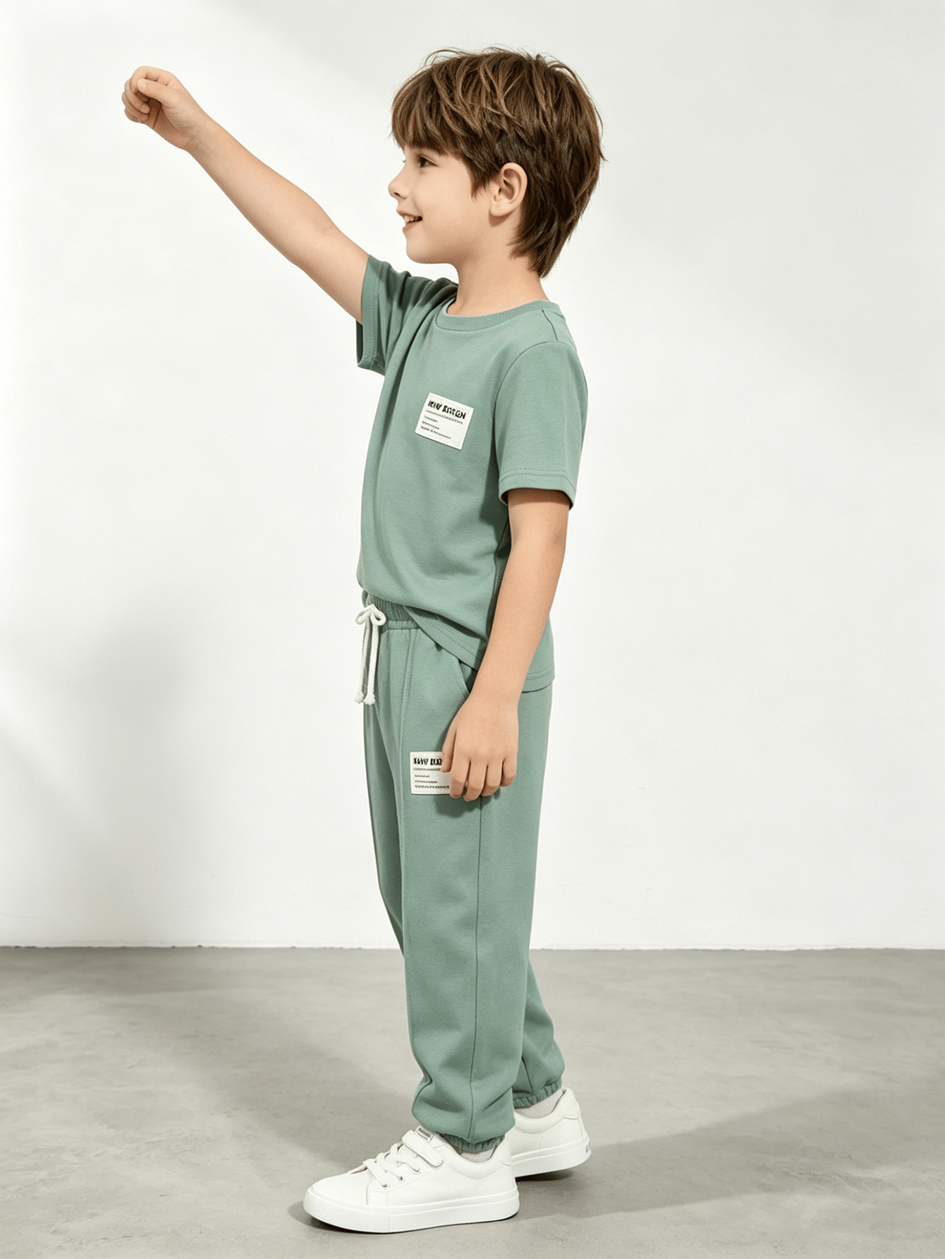 Boys Sage Green Relaxed Fit T-Shirt and Joggers Set