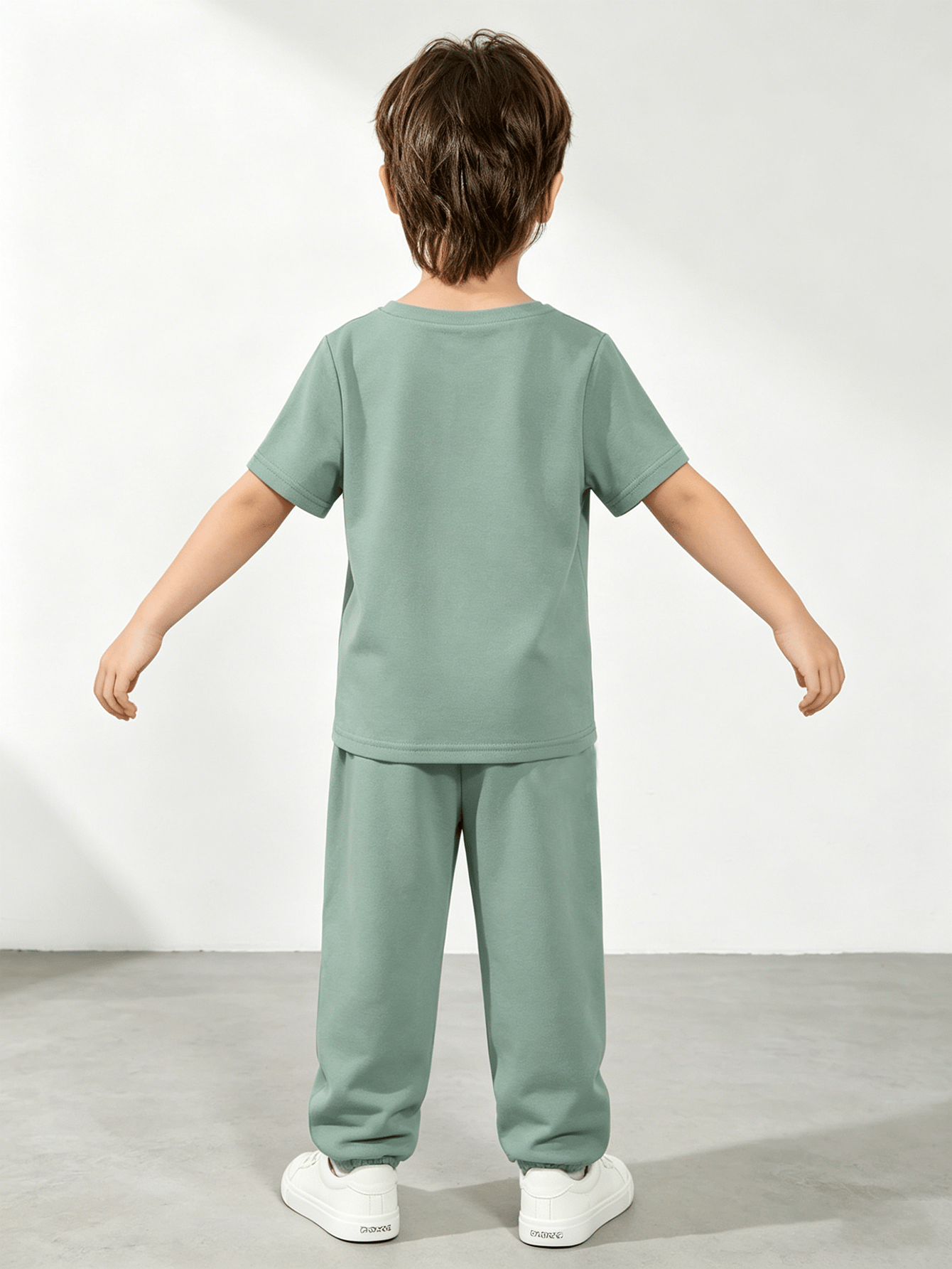 Boys Sage Green Relaxed Fit T-Shirt and Joggers Set