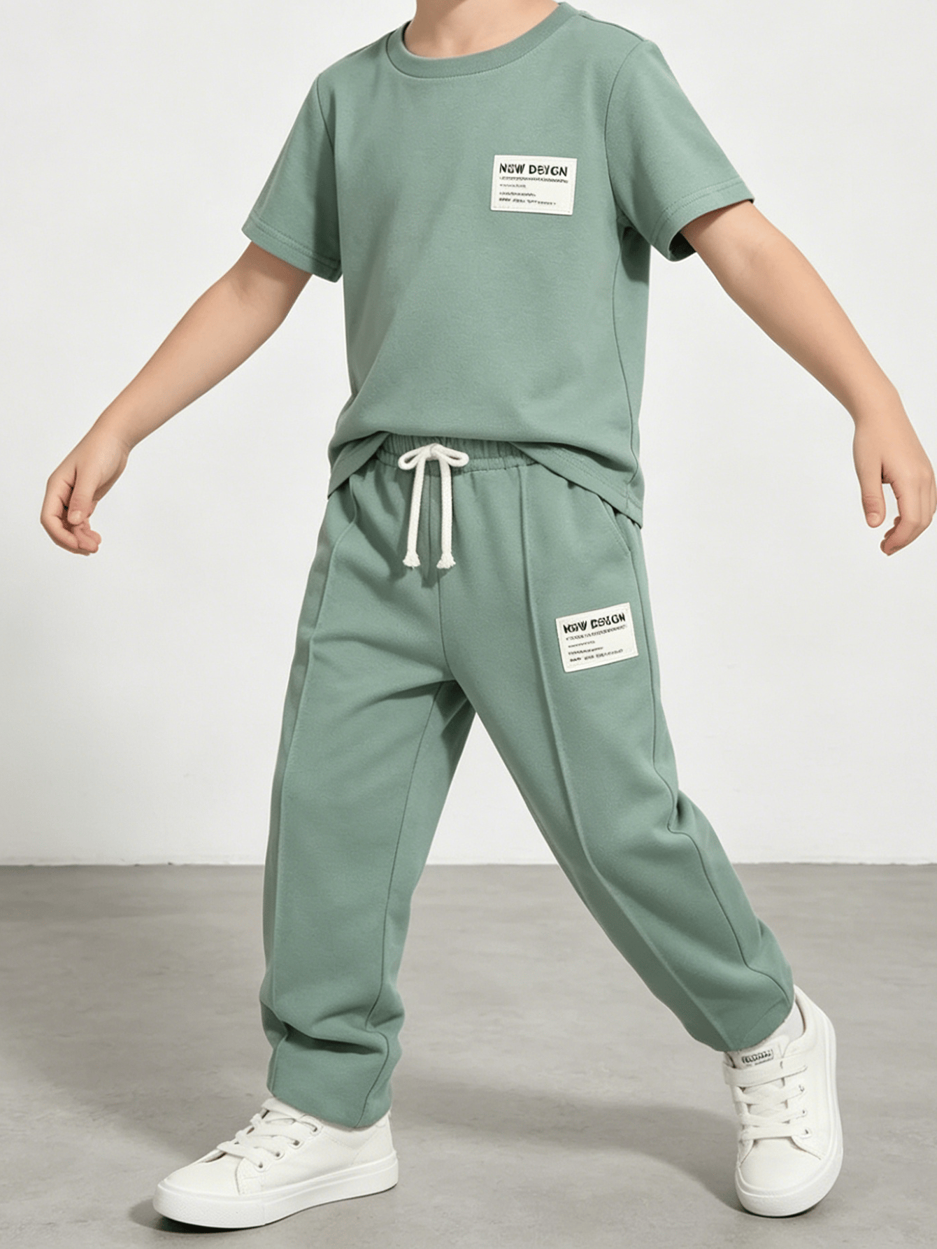 Boys Sage Green Relaxed Fit T-Shirt and Joggers Set