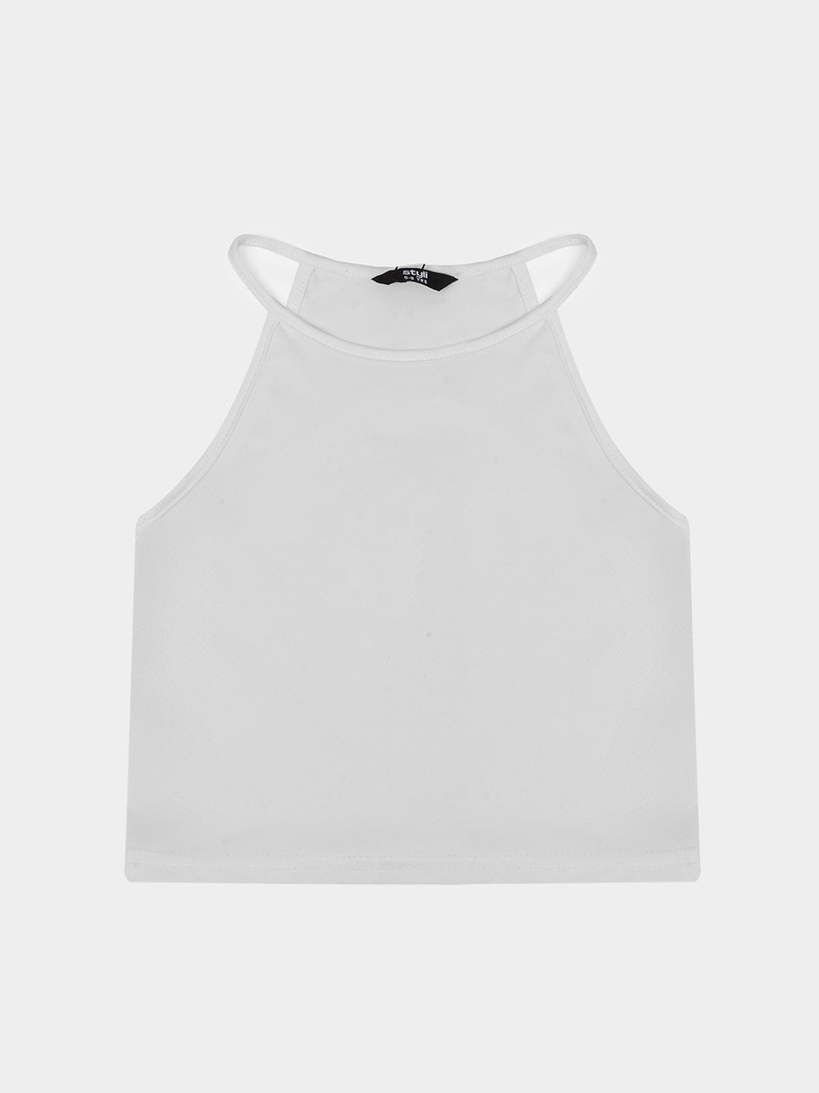 Girls Off White Solid Knitted Vest