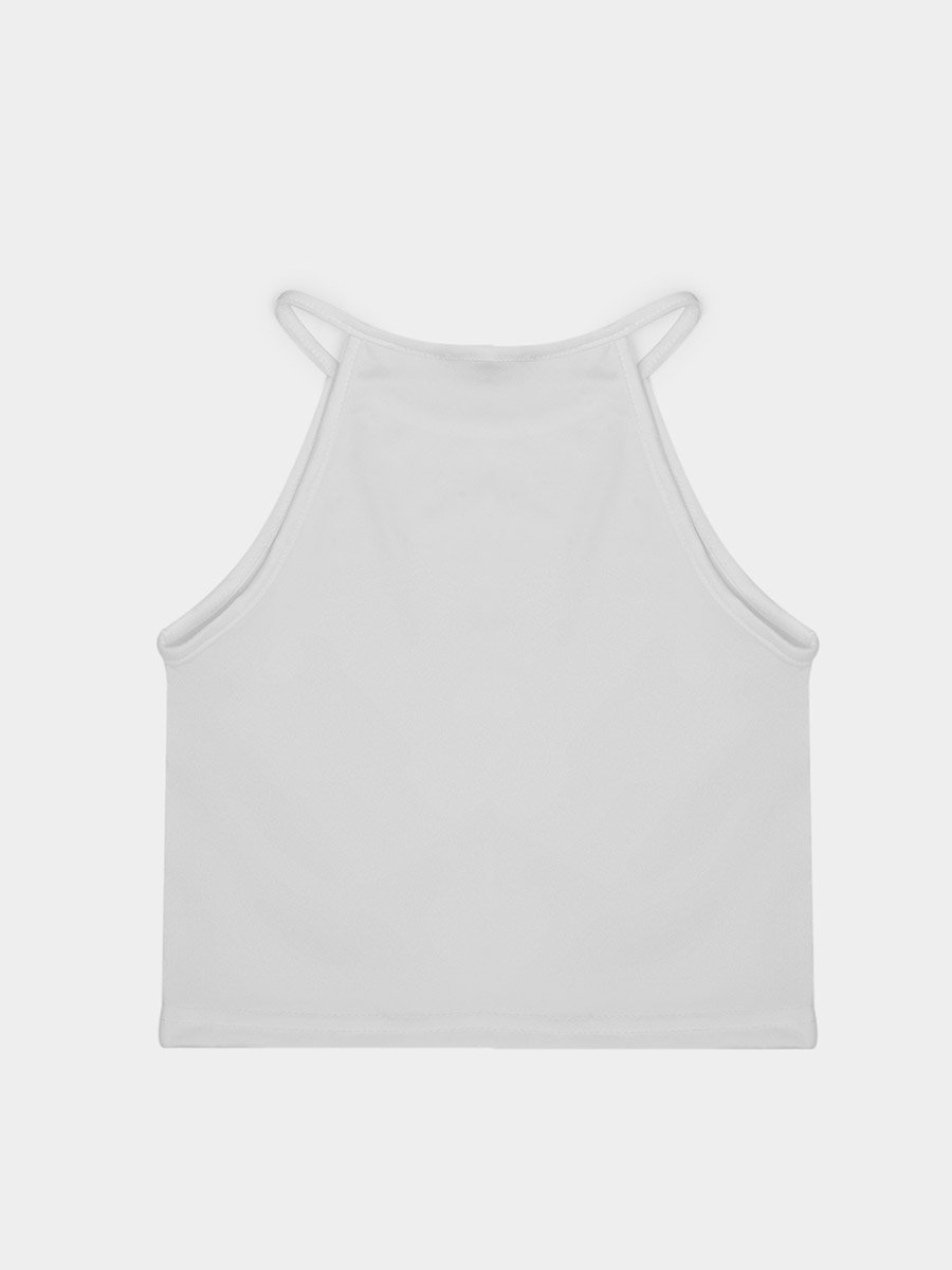 Girls Off White Solid Knitted Vest