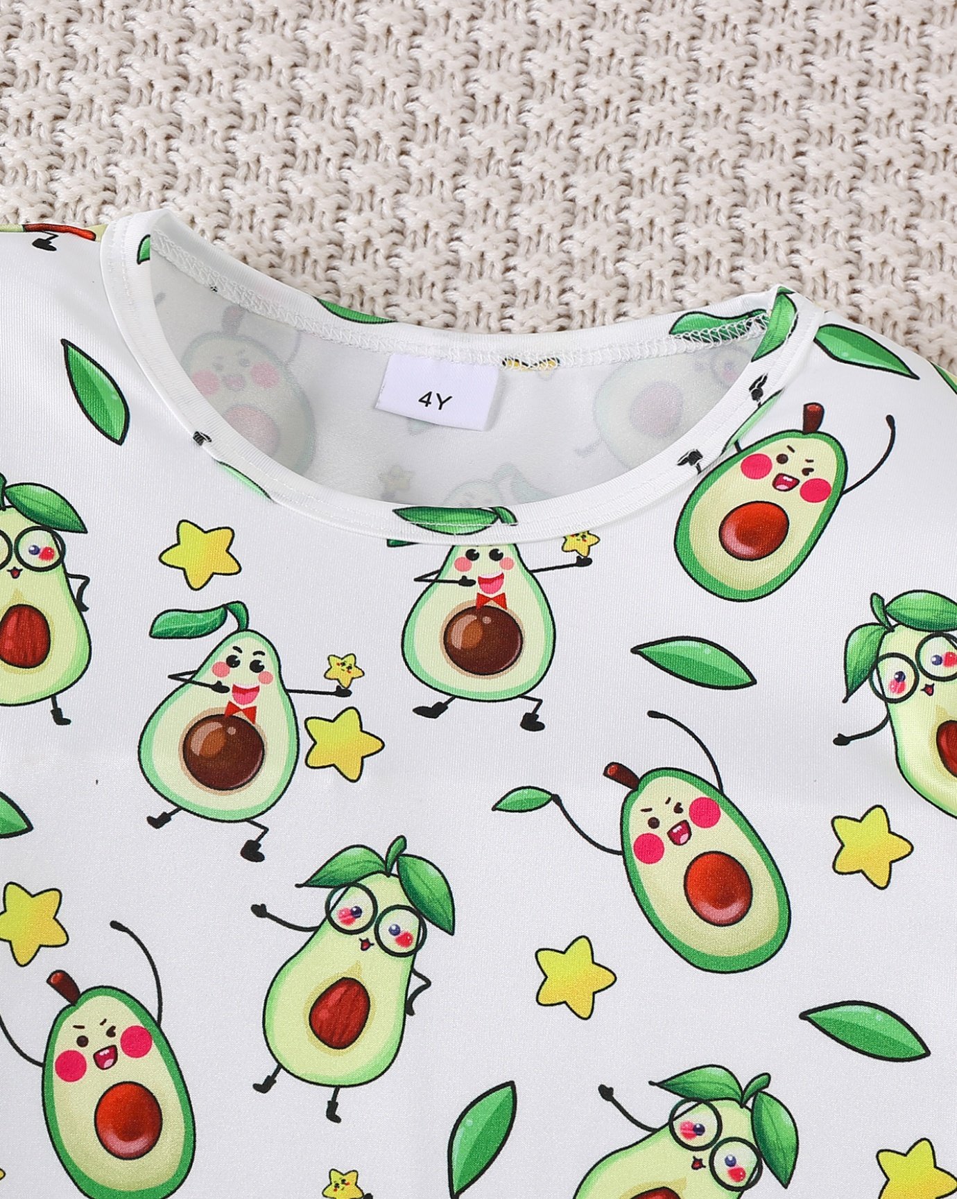 Girls Avocado Print Long Sleeve T-Shirt and Trousers Set