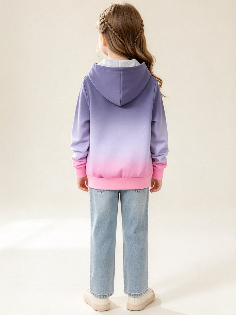 Girls Ombre Graphic Print Hoodie