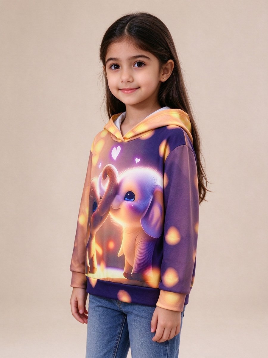 Girls Graphic Print Hoodie