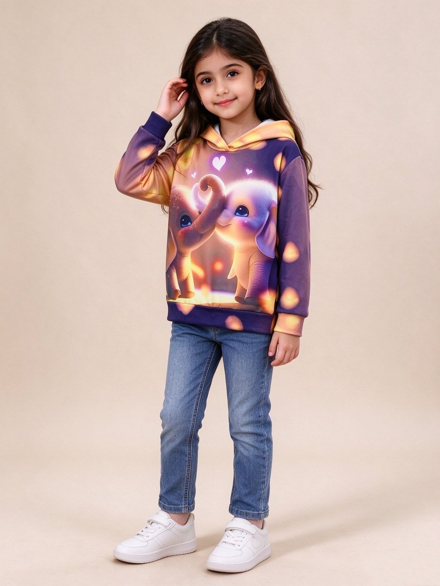 Girls Graphic Print Hoodie