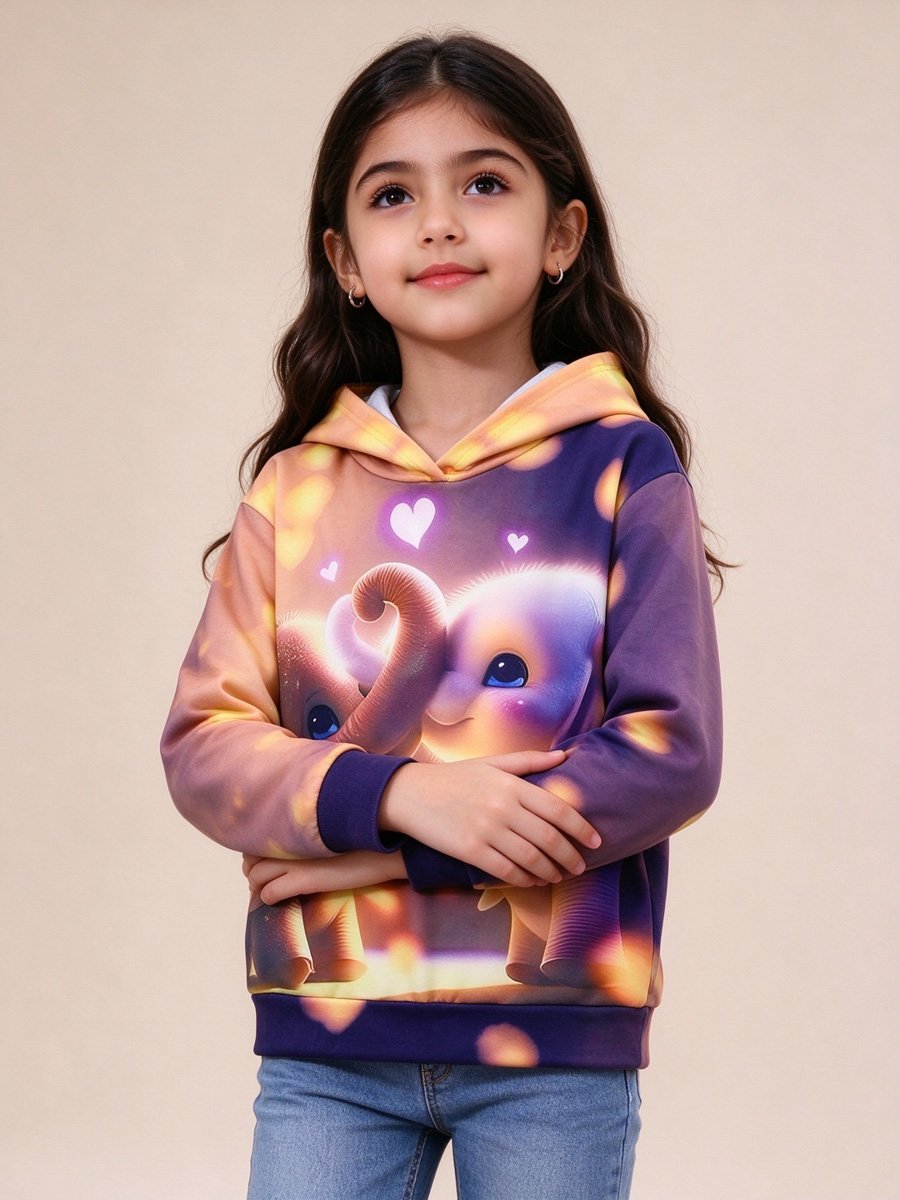 Girls Graphic Print Hoodie