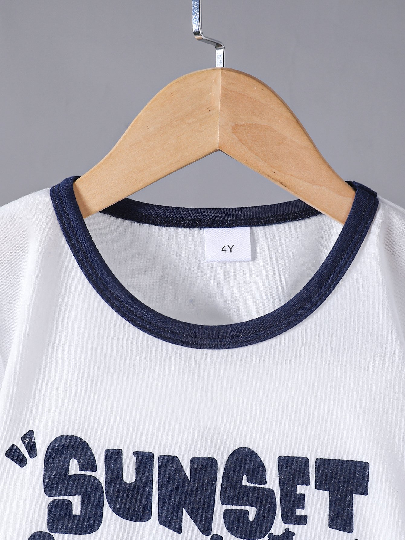 Boys White Sunset Surf Team T-Shirt and Distressed Denim Shorts Set