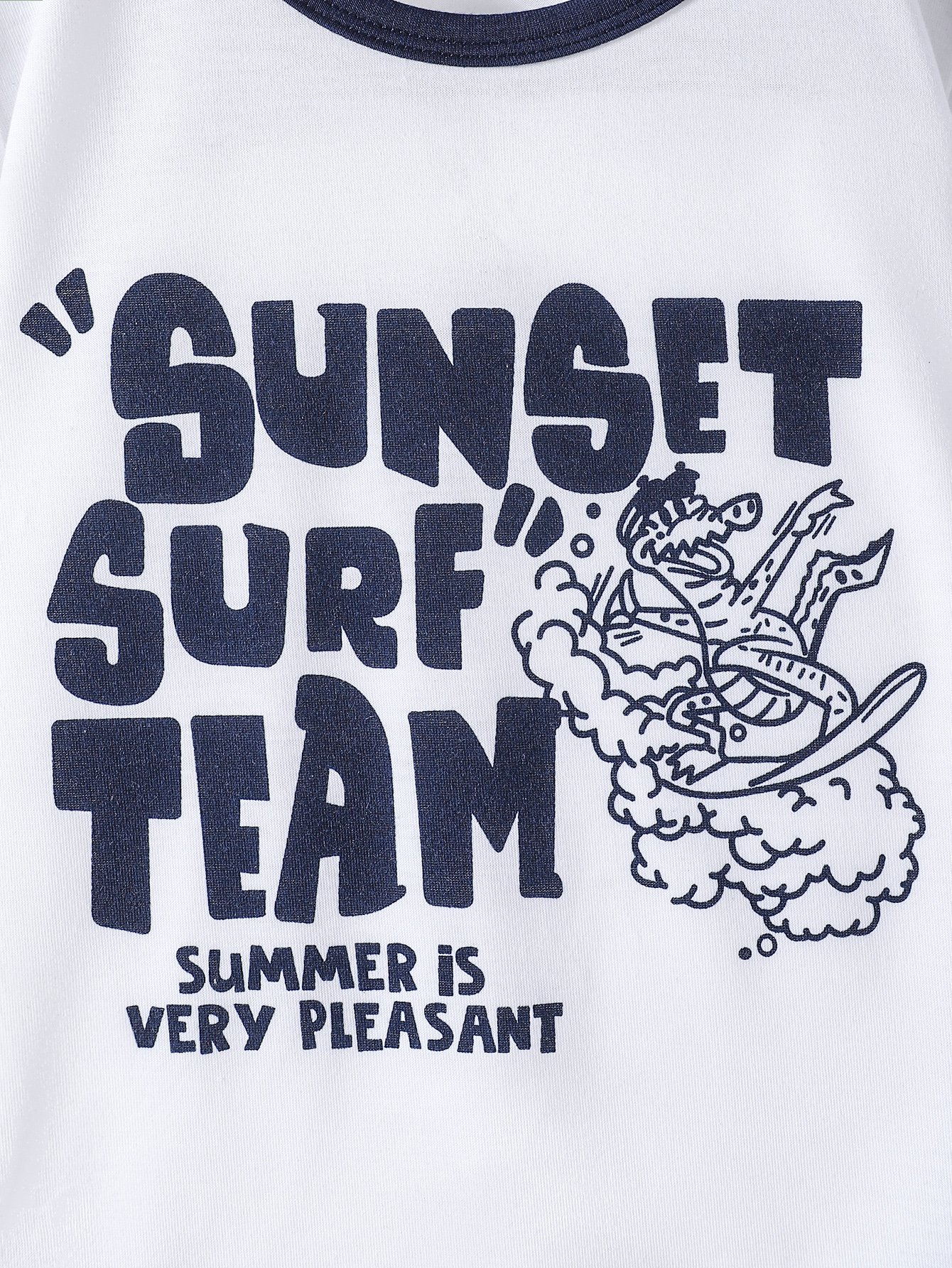 Boys White Sunset Surf Team T-Shirt and Distressed Denim Shorts Set