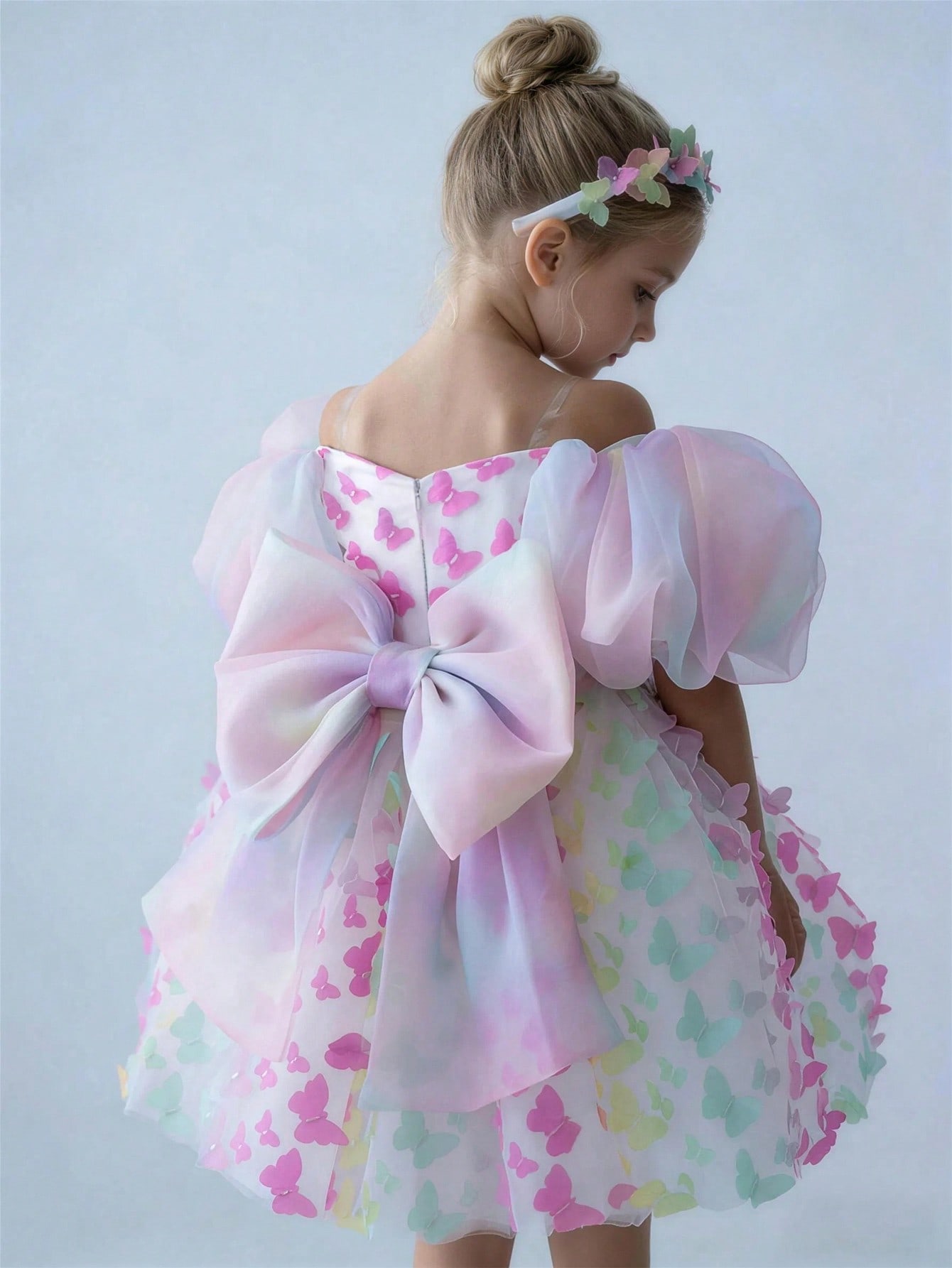 Multi-Color Butterfly A-Line Knee-Length Dress