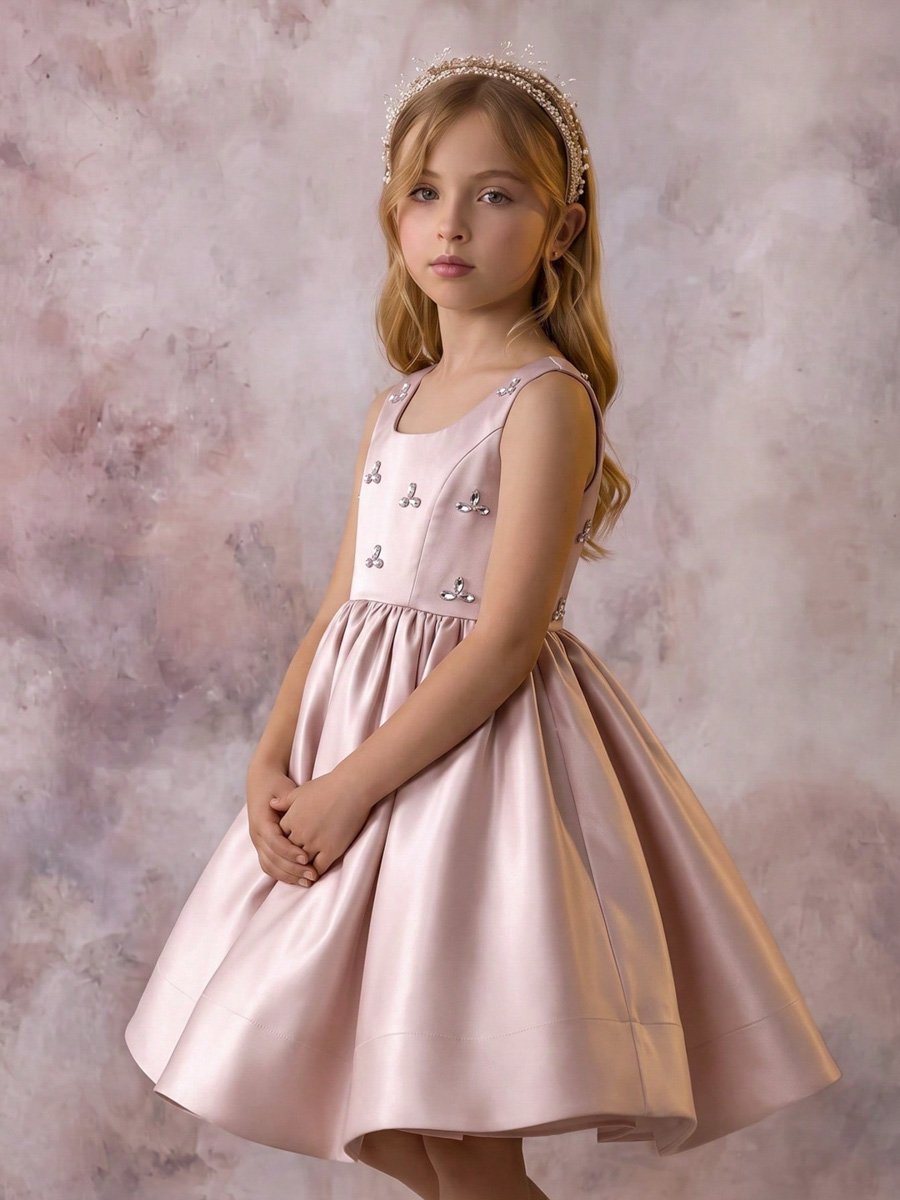 Pink Square Neck Flared Occasion Dress