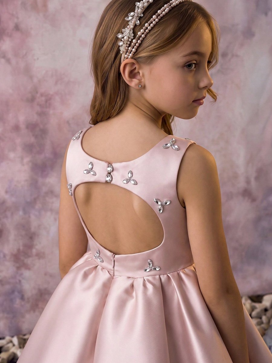Pink Square Neck Flared Occasion Dress