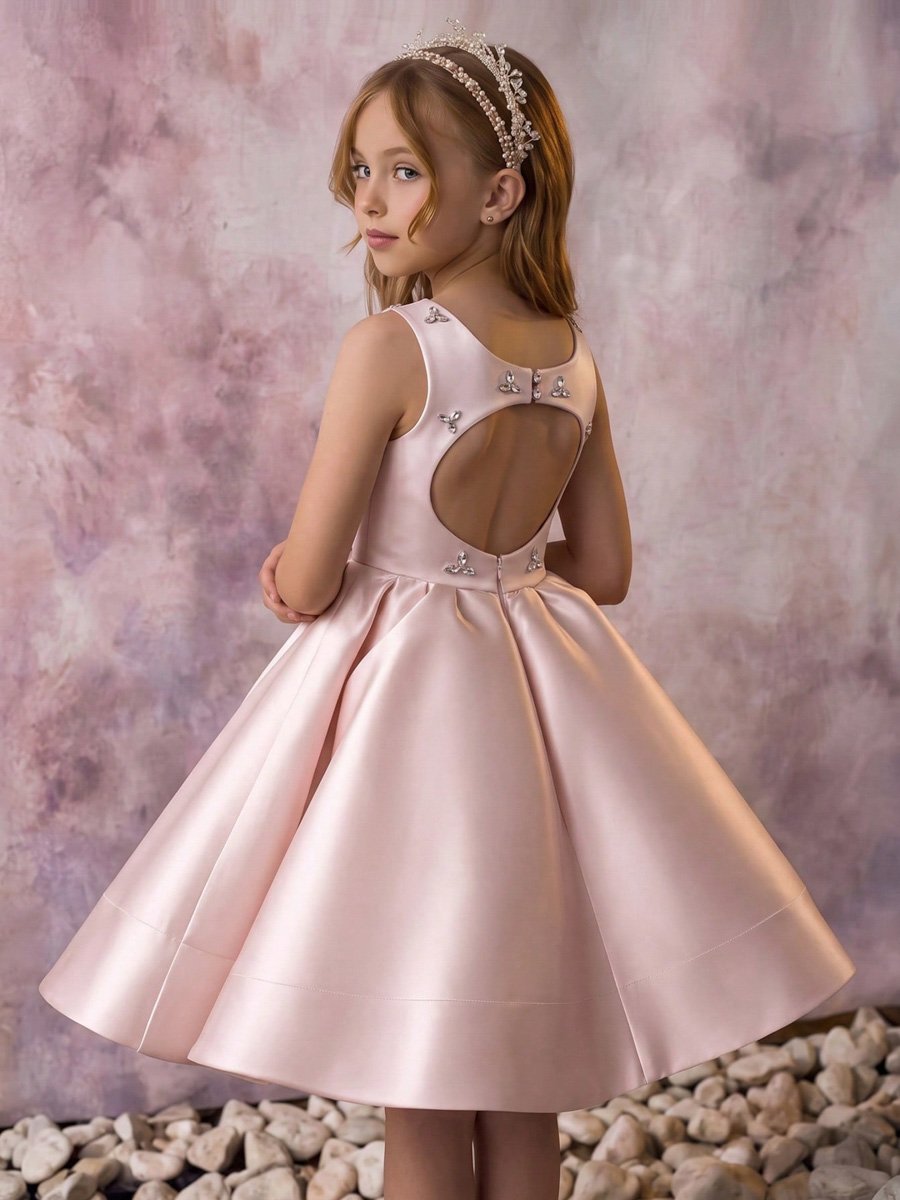 Pink Square Neck Flared Occasion Dress