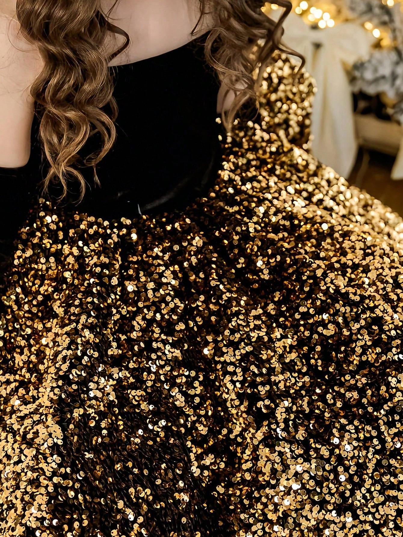 Girls Black A-Line Sequin Knee-Length Dress