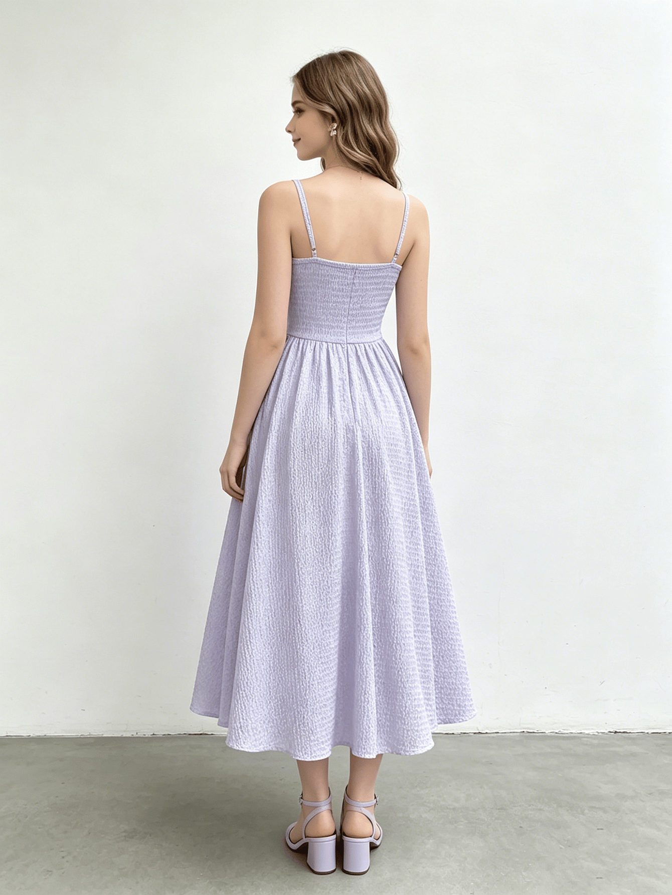 Girls Textured Square Neck Dress