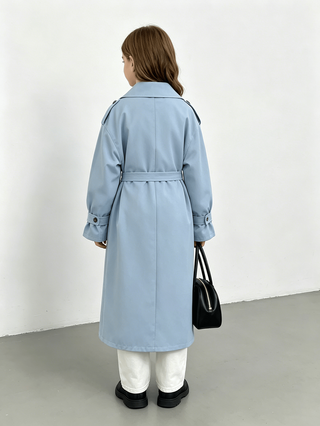 Girls Oversized Long Trench Jacket