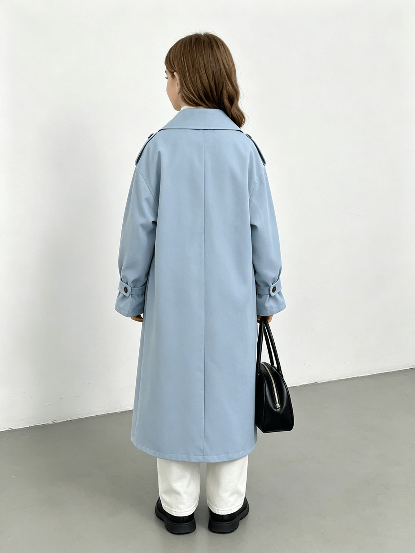 Girls Oversized Long Trench Jacket