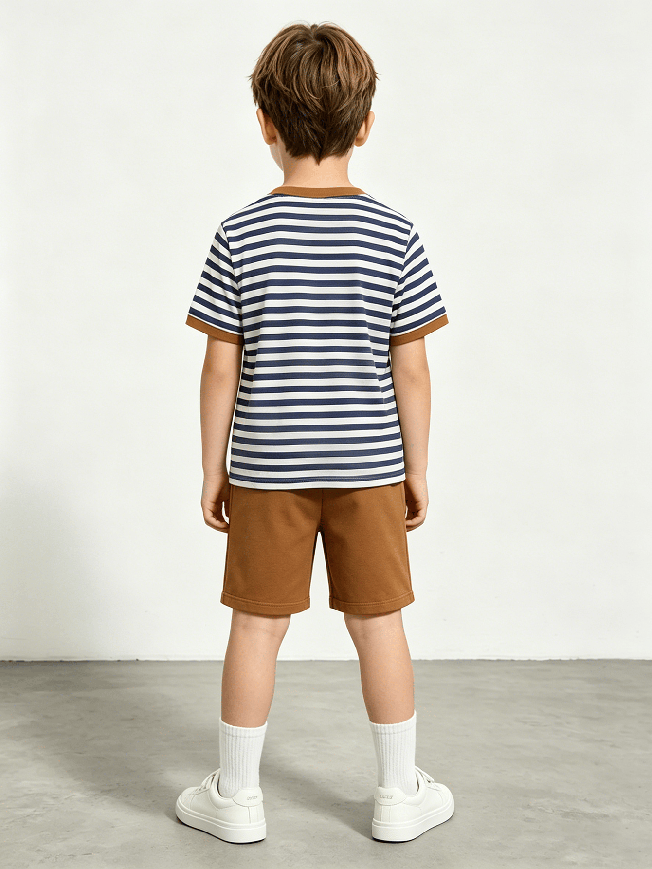 Boys Striped Crew Neck T-Shirt with Chest Pocket