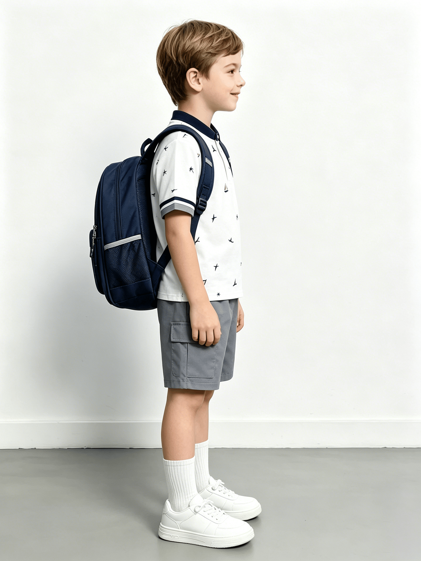 Boys Nautical Print Polo T-Shirt and Cargo Shorts Set